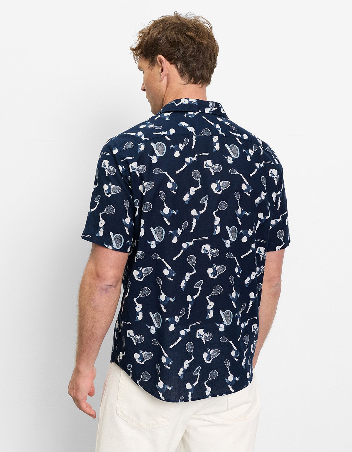 Рубашка синяя с принтом в теннисном стиле