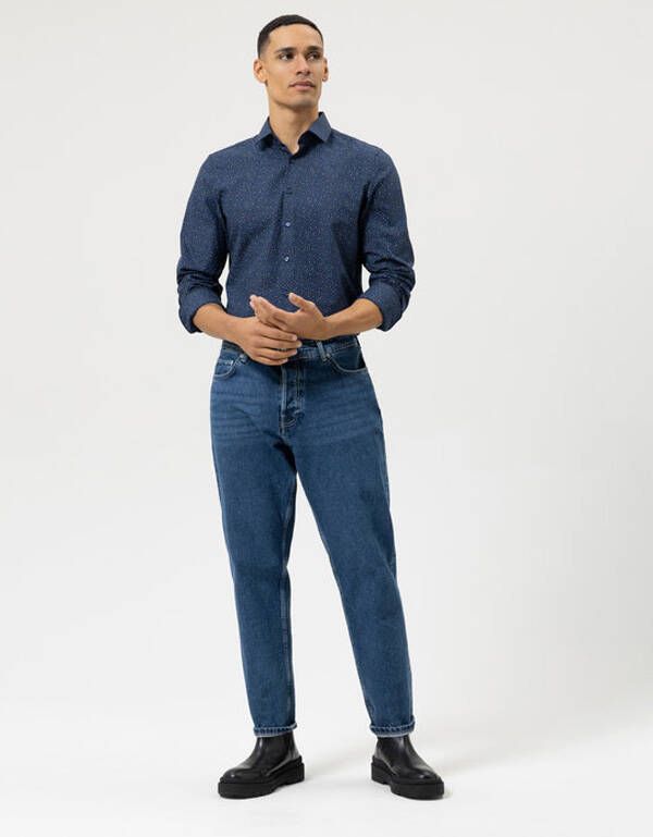 Рубашка мужская синяя OLYMP 24/7, body fit | купить в интернет-магазине Olymp-Men