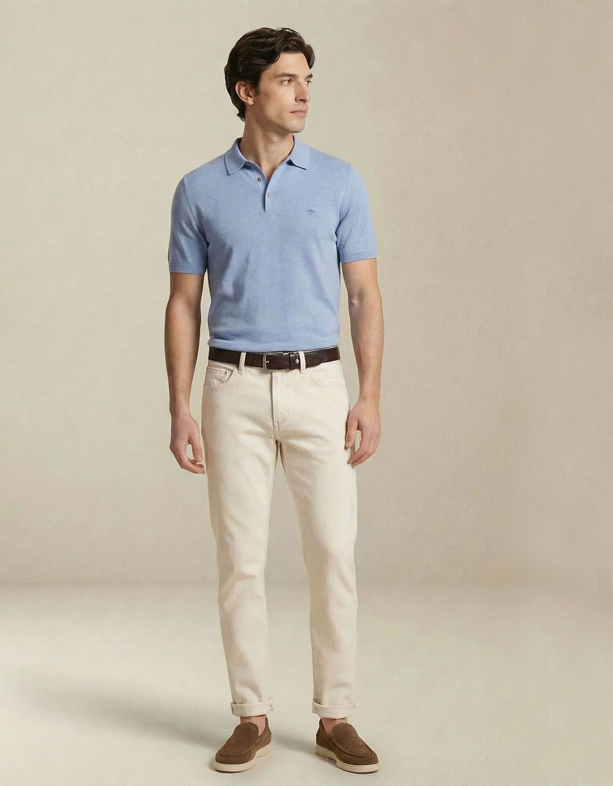 Поло мужское вязаное голубое Fynch-Hatton | купить в интернет-магазине Olymp-Men