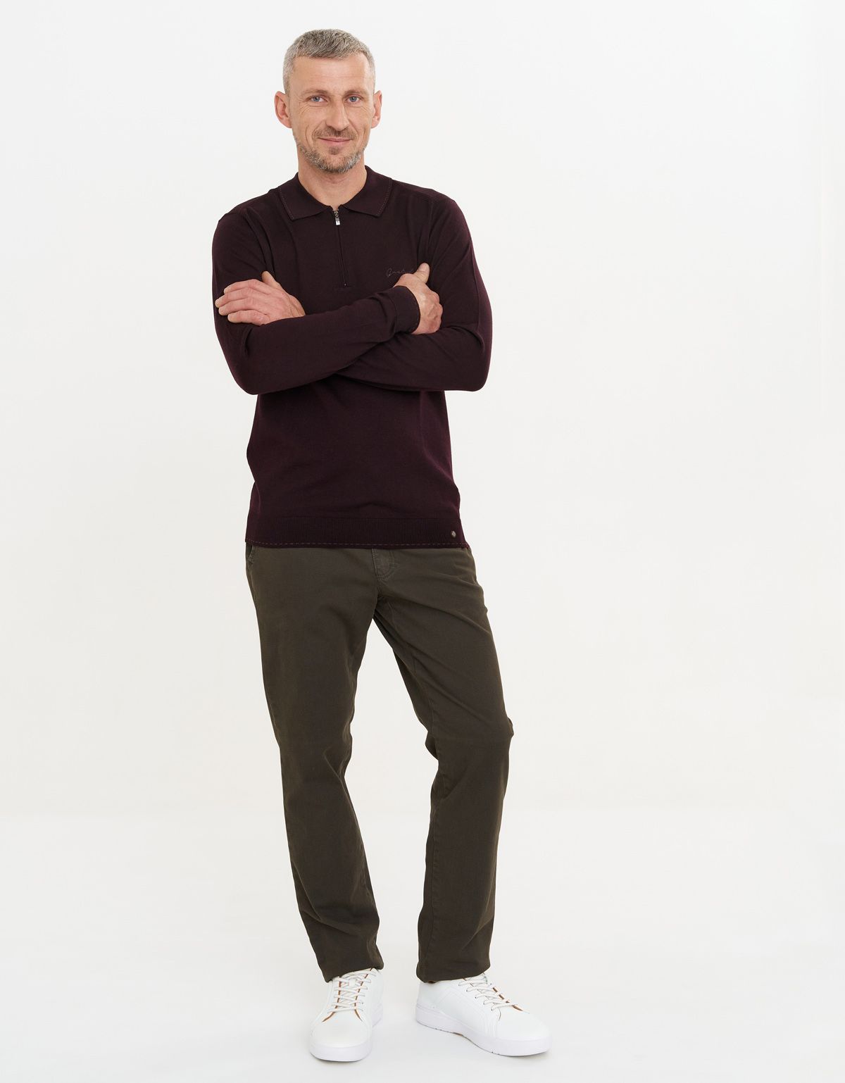 Поло бордовое с длинным рукавом Gratude на молнии | купить в интернет-магазине Olymp-Men