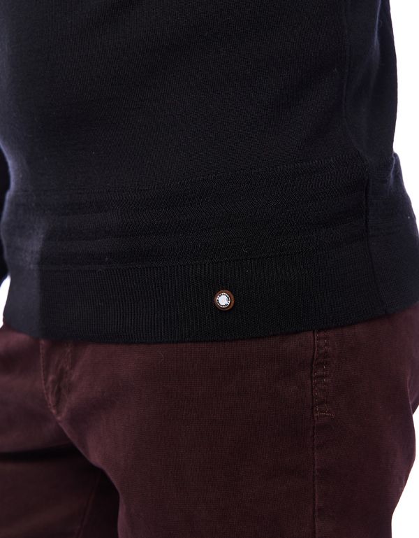 Поло чёрное мужское Gratude с длинным рукавом, шерсть с шёлком | купить в интернет-магазине Olymp-Men