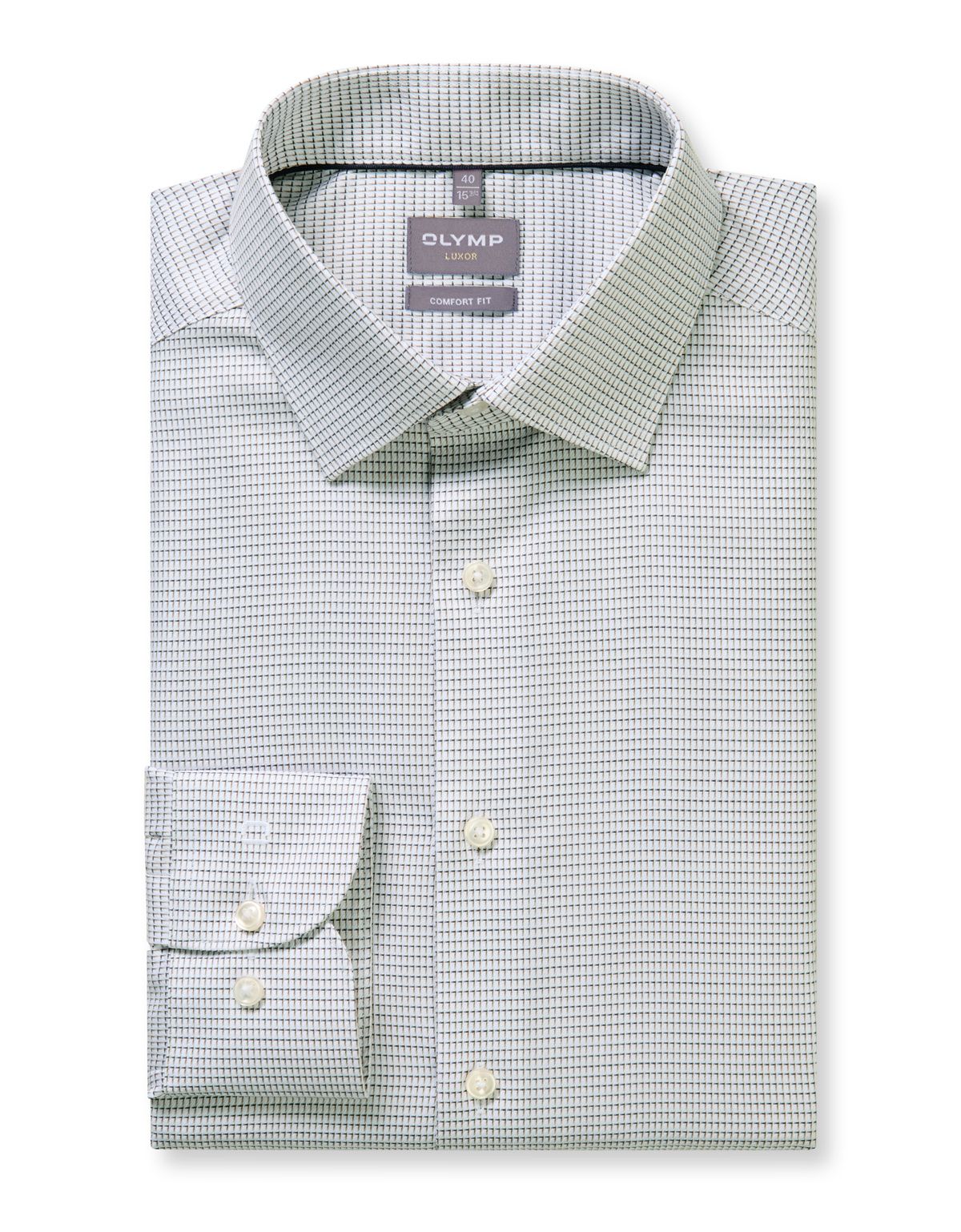 Рубашка с бежевым принтом OLYMP Luxor, прямой крой[БЕЖЕВЫЙ]