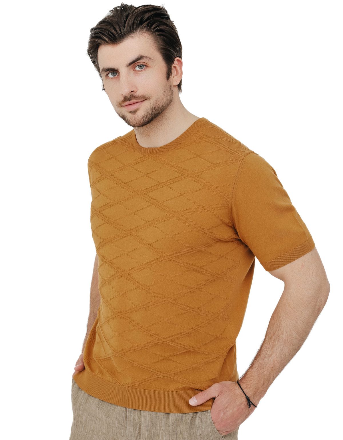 Джемпер мужской с коротким рукавом Gratude[КОРИЧНЕВЫЙ]