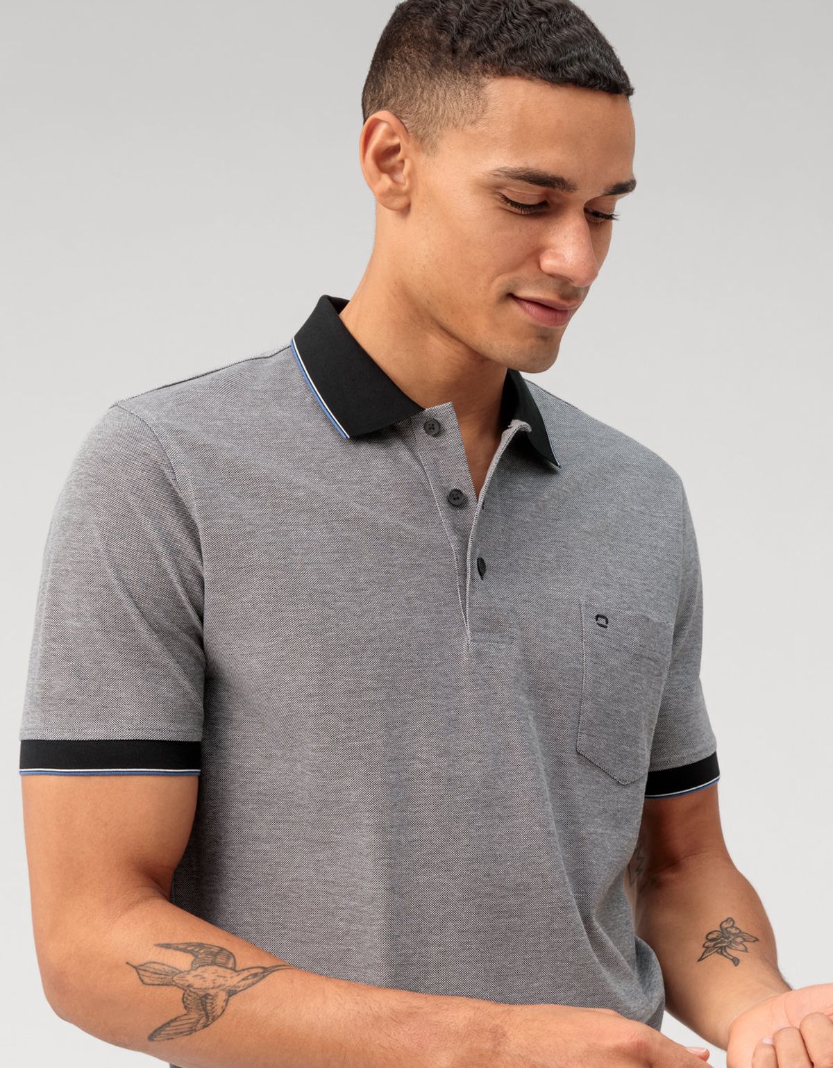 Поло мужское Olymp, с чёрным воротником на пуговицах | купить в интернет-магазине Olymp-Men