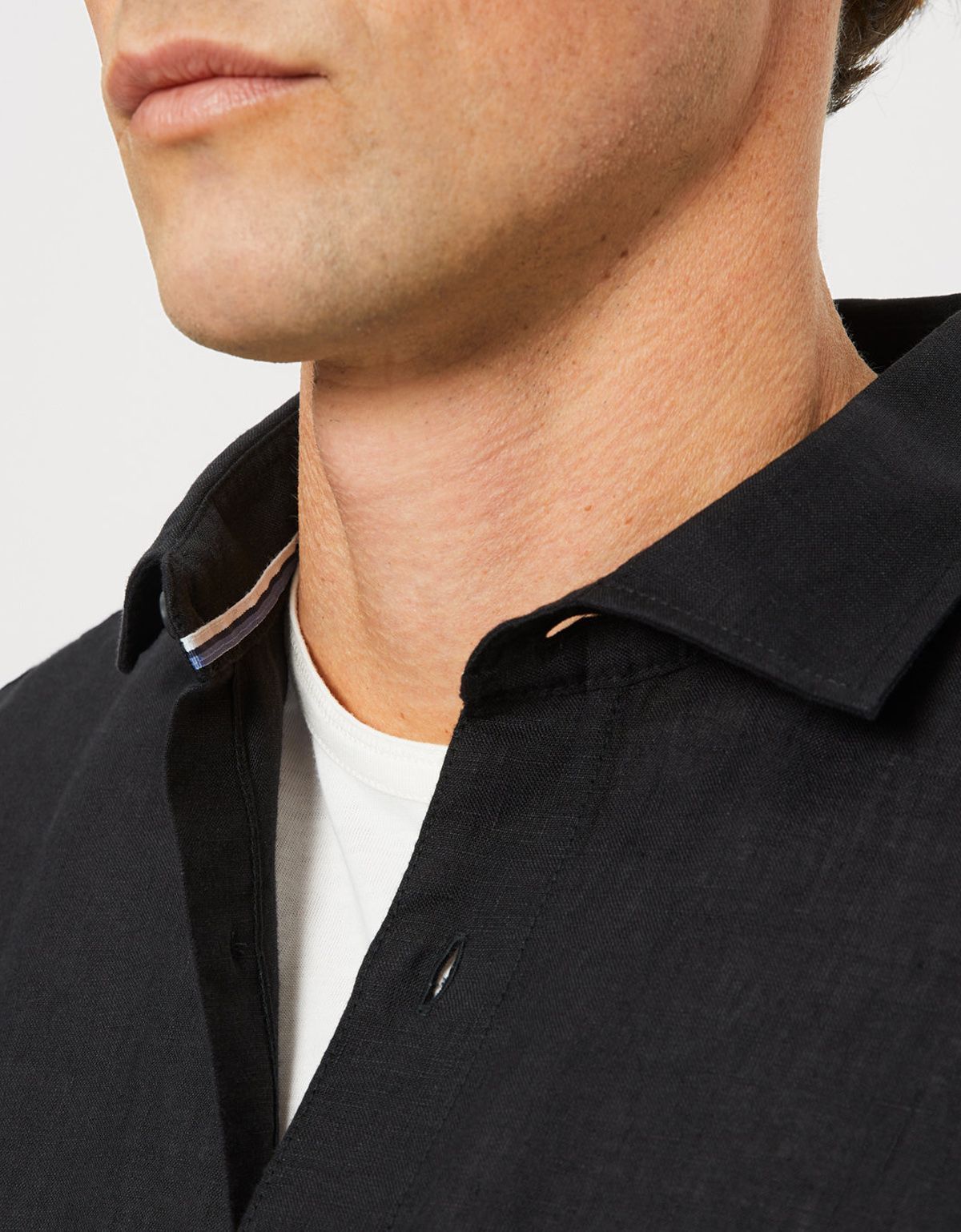 Рубашка чёрная мужская льняная OLYMP | купить в интернет-магазине Olymp-Men