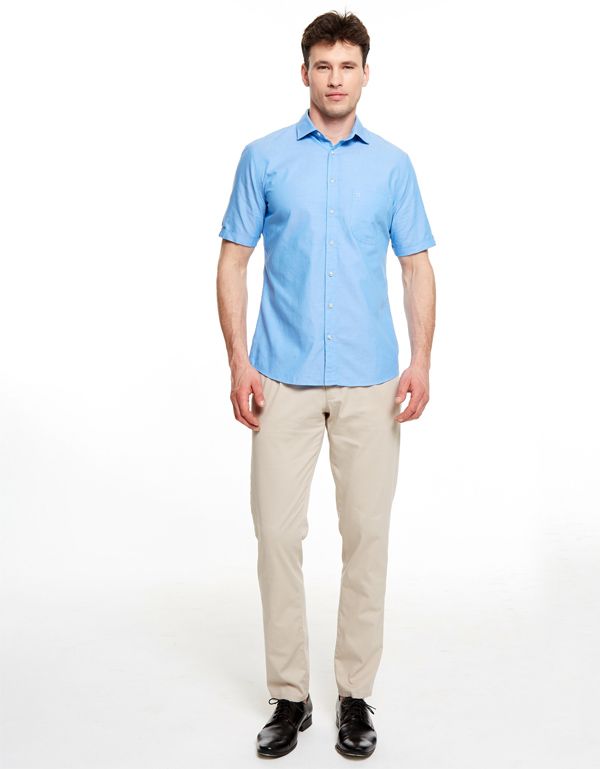 Рубашка мужская голубая OLYMP Casual, modern fit