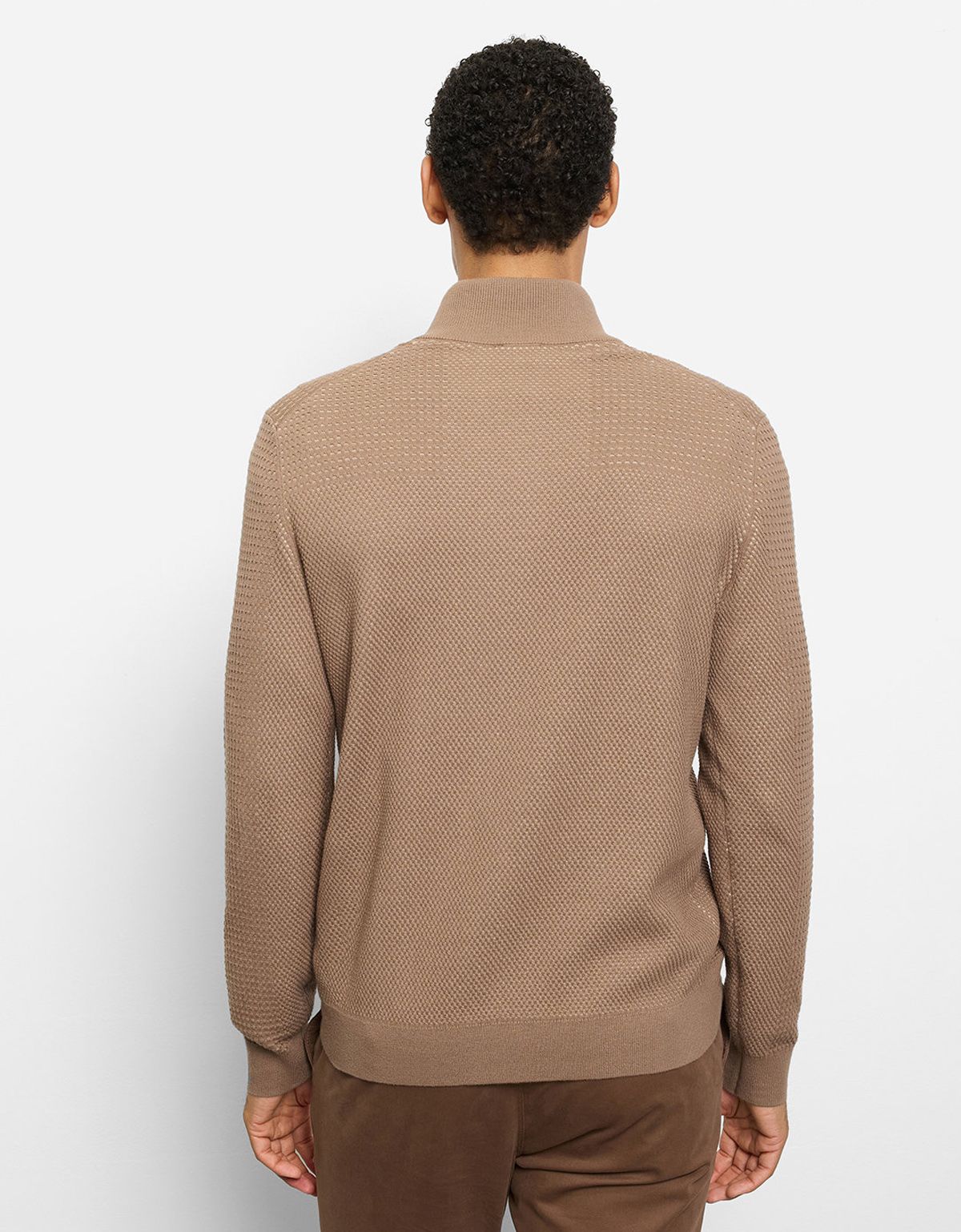 Свитер бежевый хлопковый с воротником на молнии Olymp | купить в интернет-магазине Olymp-Men