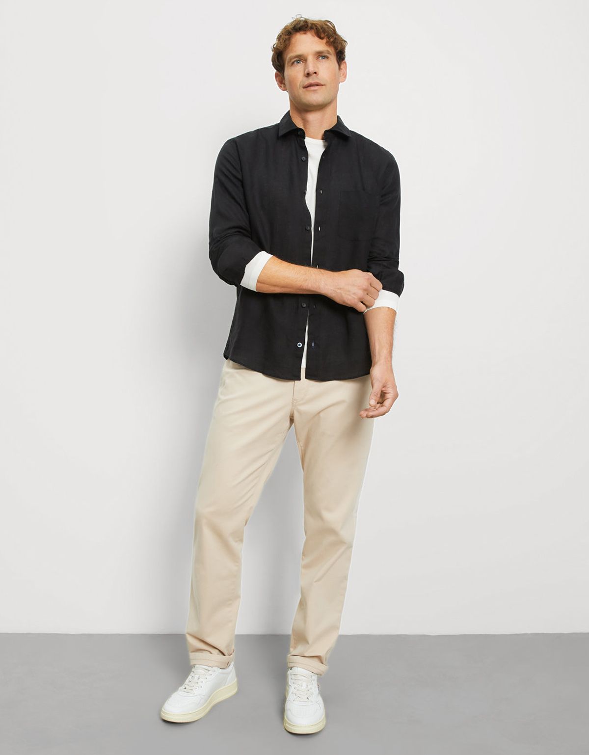 Рубашка чёрная мужская льняная OLYMP | купить в интернет-магазине Olymp-Men