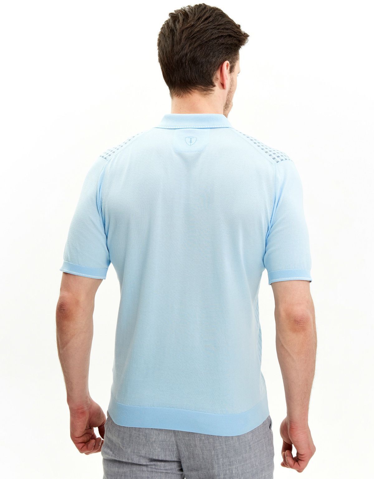 Поло мужское голубое на молнии Gratude | купить в интернет-магазине Olymp-Men