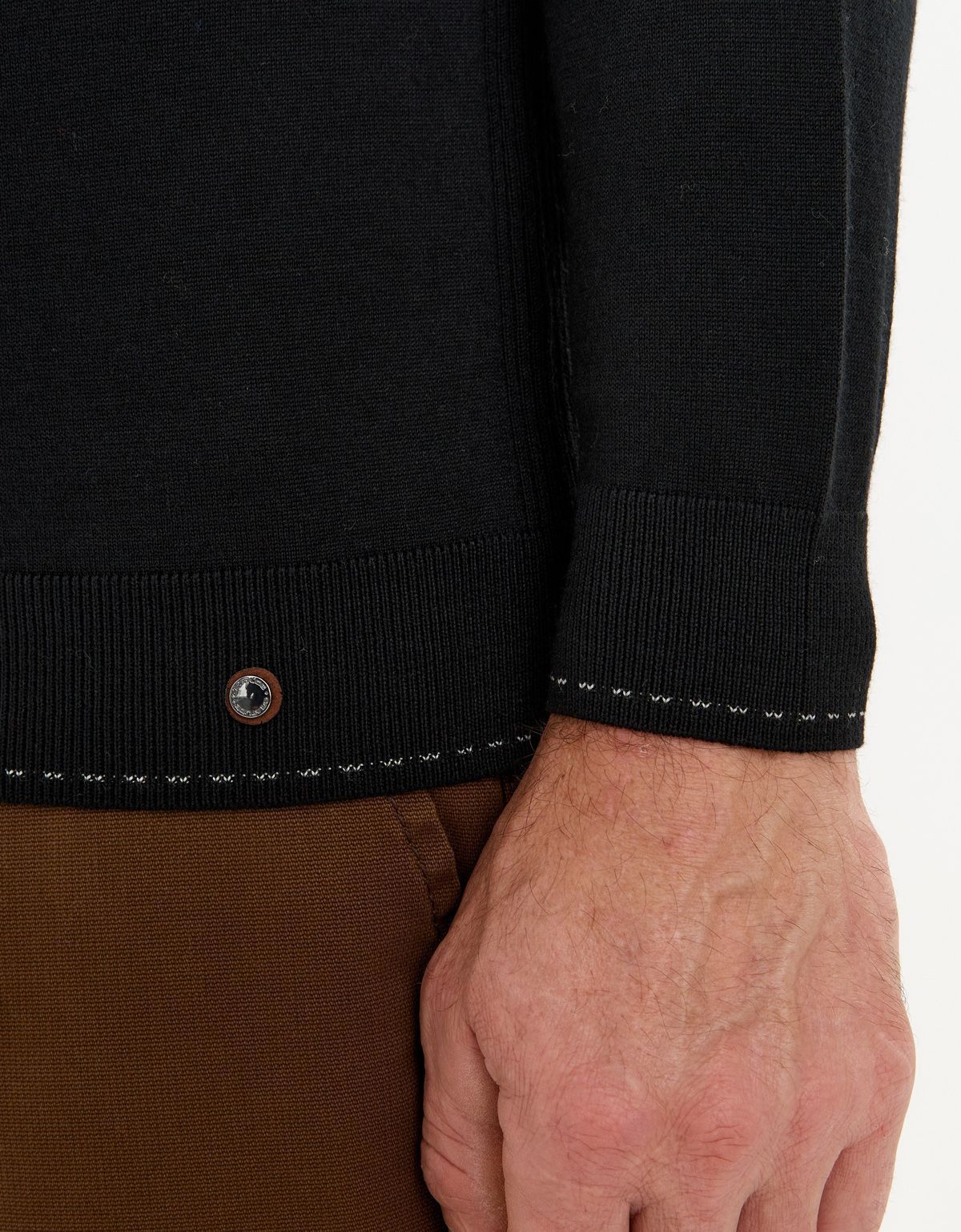 Поло чёрное с длинным рукавом Gratude на молнии | купить в интернет-магазине Olymp-Men