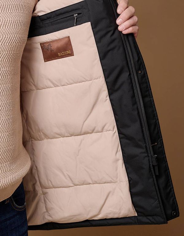 Куртка-пуховик мужская стеганая Bazioni, капюшон с мехом енота | купить в интернет-магазине Olymp-Men