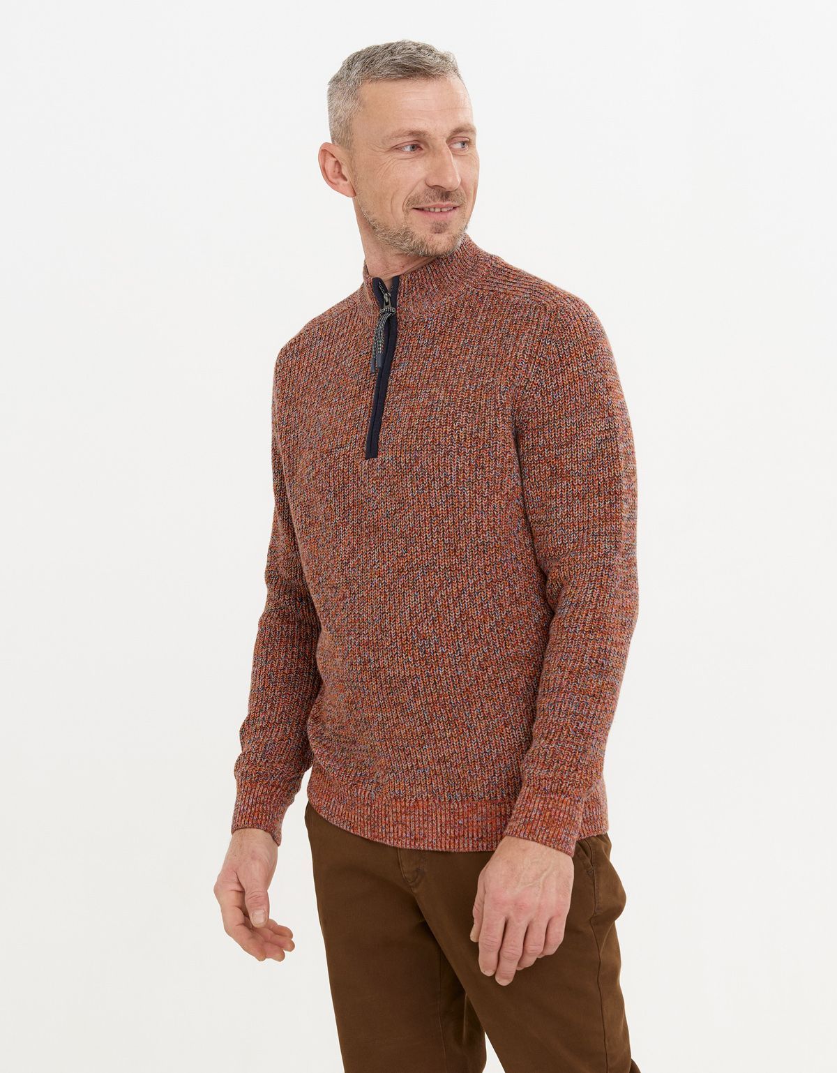 Свитер на молнии меланжевый Fynch-Hatton | купить в интернет-магазине Olymp-Men