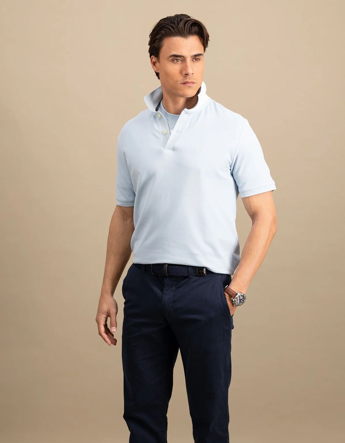 Поло мужское голубое Fynch-Hatton | купить в интернет-магазине Olymp-Men