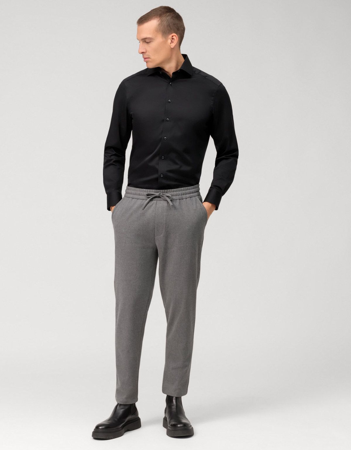 Рубашка мужская чёрная классическая OLYMP Luxor, modern fit | купить в интернет-магазине Olymp-Men