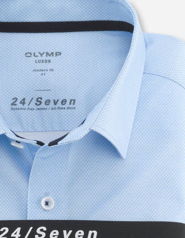 Трикотажная голубая рубашка OLYMP 24/7, modern fit | купить в интернет-магазине Olymp-Men