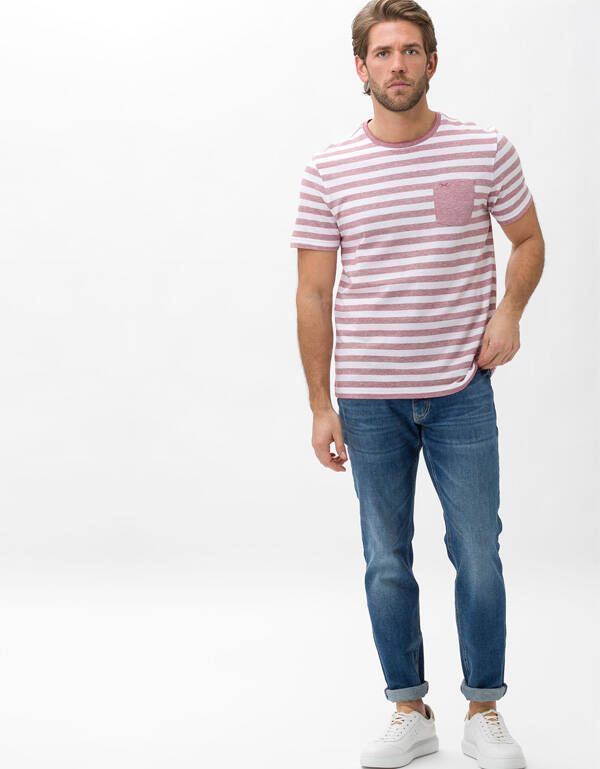 Футболка мужская Brax в красную полоску с карманом | купить в интернет-магазине Olymp-Men