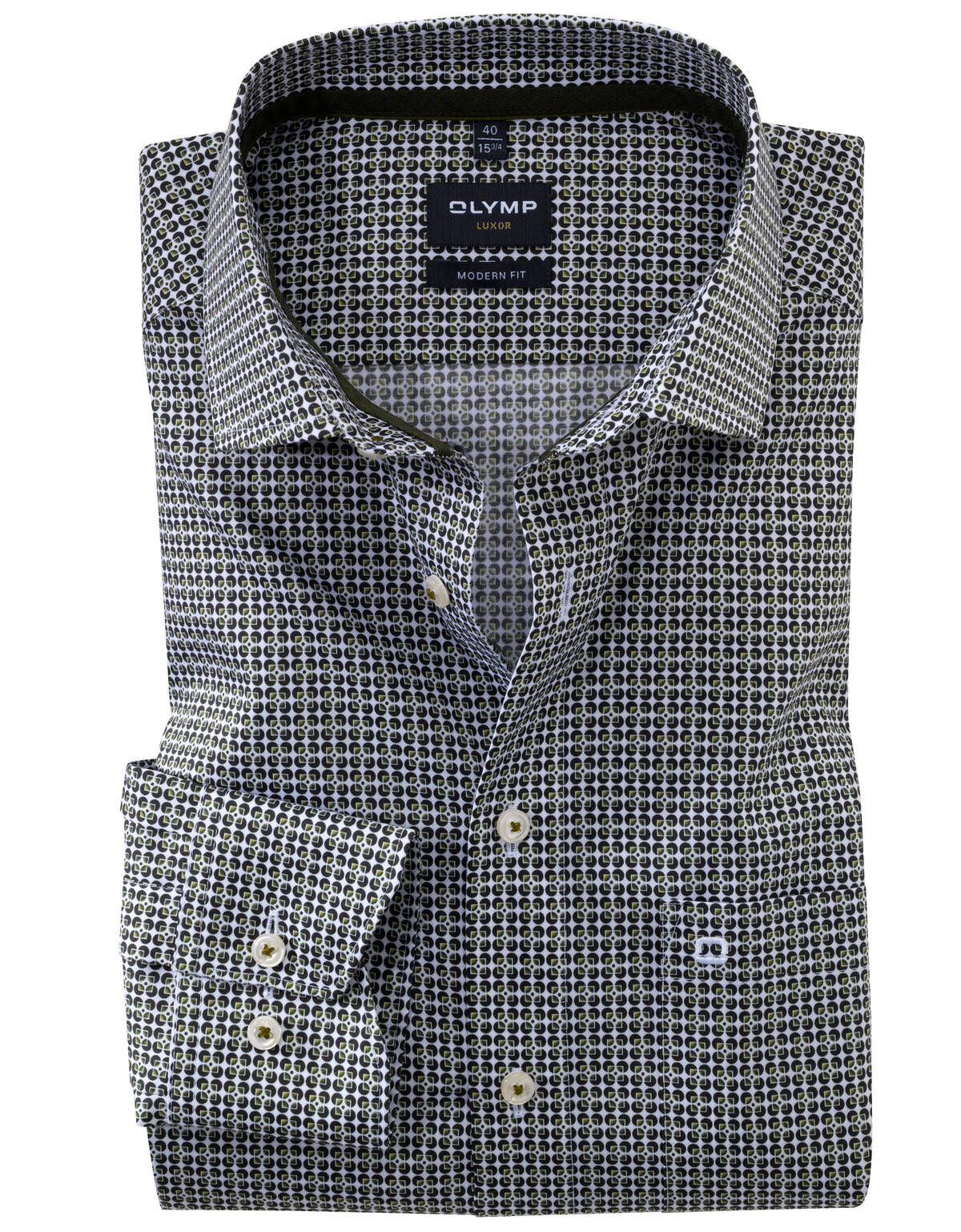 Рубашка мужская с принтом OLYMP Luxor, modern fit[ЗЕЛЁНЫЙ]