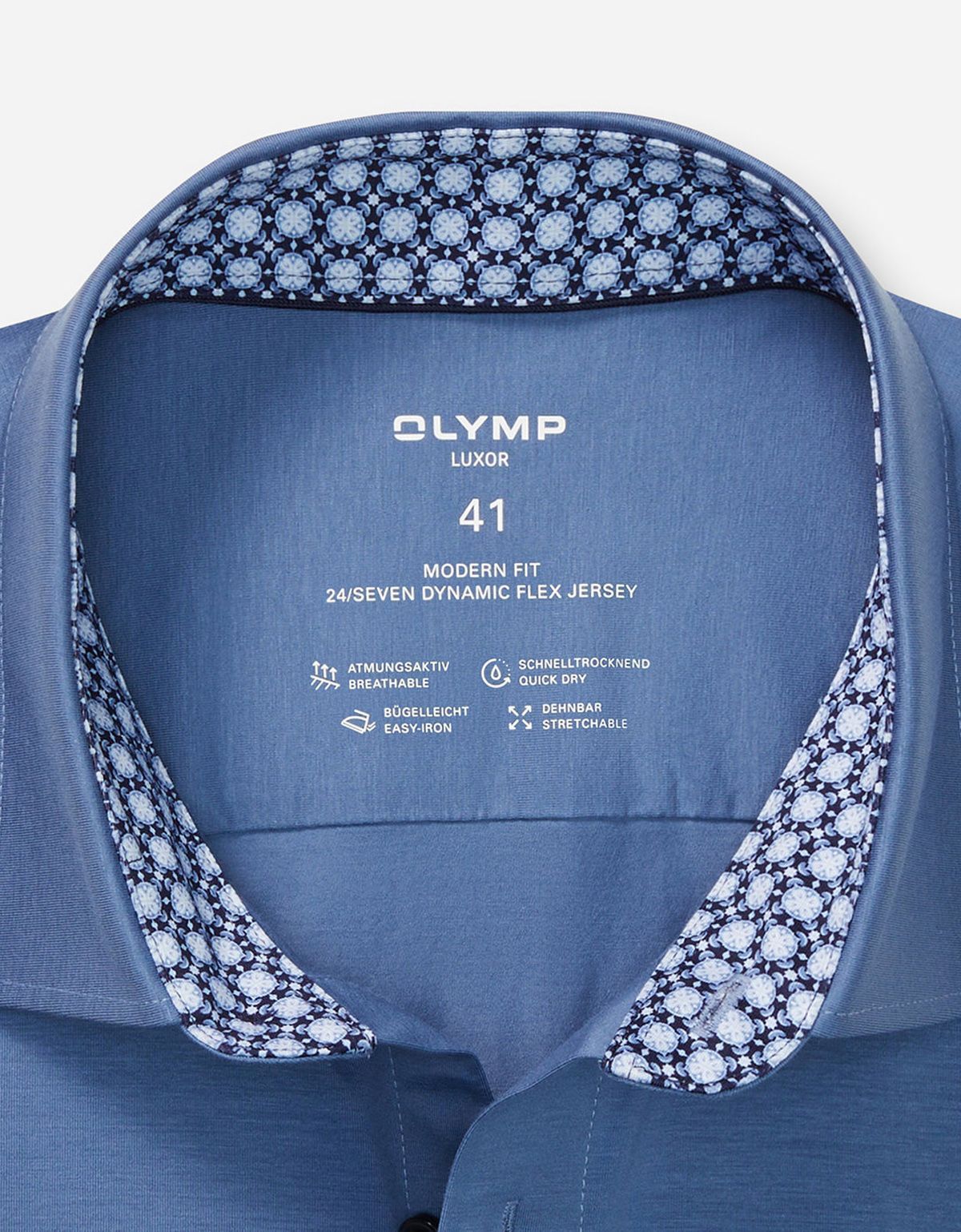 Рубашка трикотажная голубая Olymp, modern fit | купить в интернет-магазине Olymp-Men