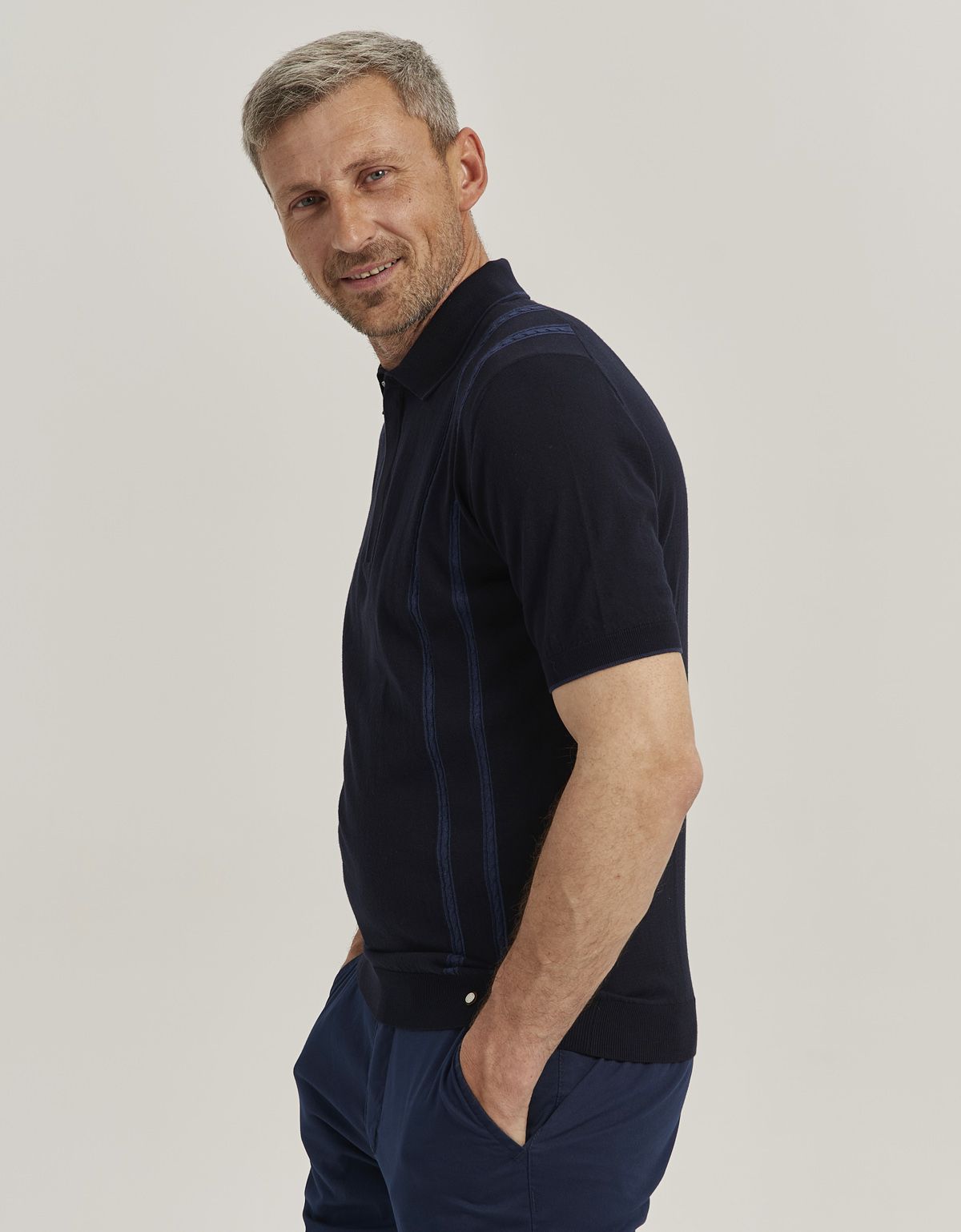 Поло мужское синее вязаное на молнии Gratude | купить в интернет-магазине Olymp-Men