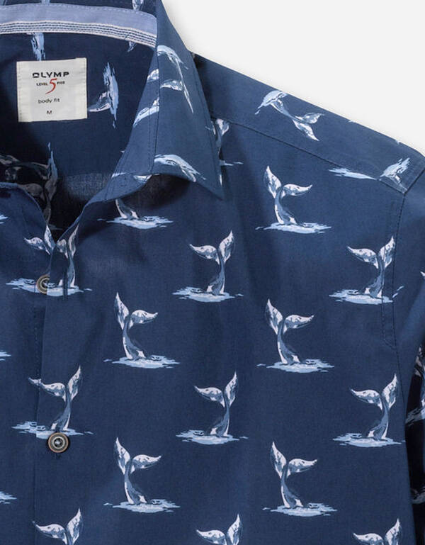 Рубашка мужская с морским принтом OLYMP Casual, body fit | купить в интернет-магазине Olymp-Men