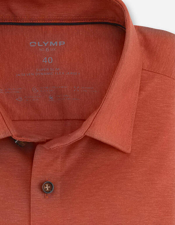 Рубашка трикотажная оранжевая мужская Olymp, супер слим, артикул 25037407
