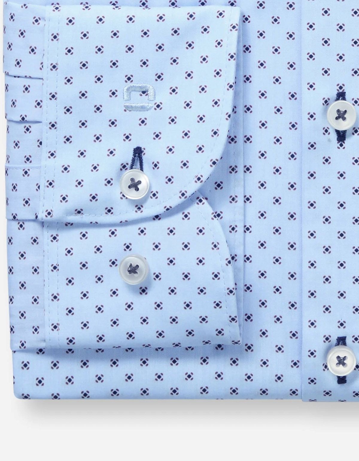 Рубашка голубая с синим принтом OLYMP, боди фит | купить в интернет-магазине Olymp-Men