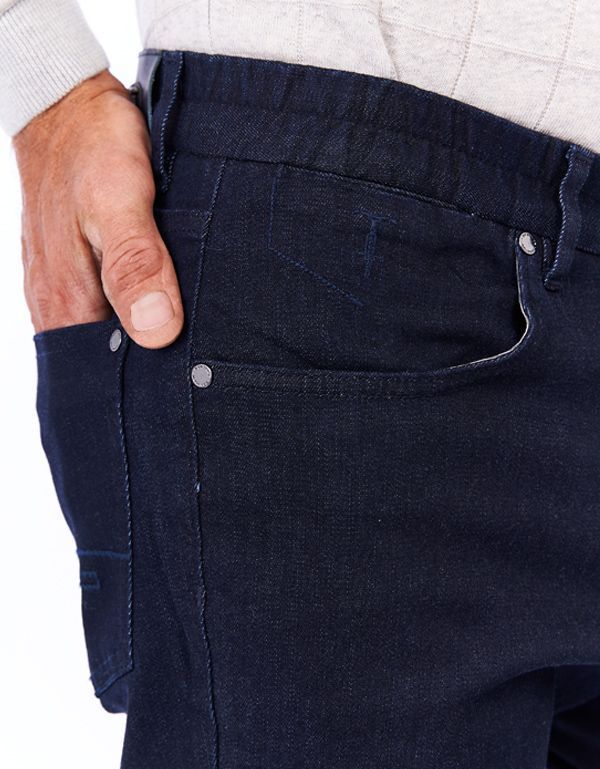 Джинсы мужские синие Gratude зауженные, пояс на резинке | купить в интернет-магазине Olymp-Men