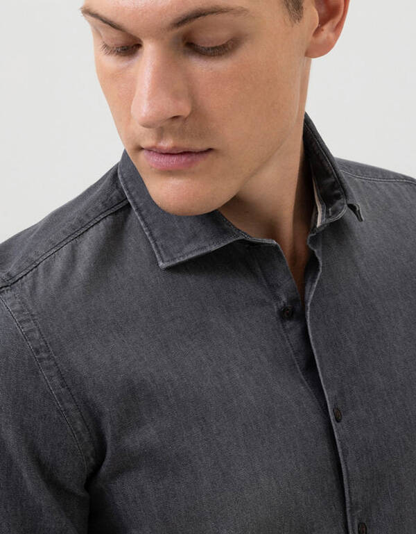 Рубашка мужская OLYMP джинсовая, body fit | купить в интернет-магазине Olymp-Men