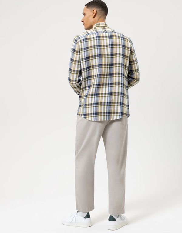 Мужская льняная клетчатая рубашка OLYMP Casual, modern fit | купить в интернет-магазине Olymp-Men