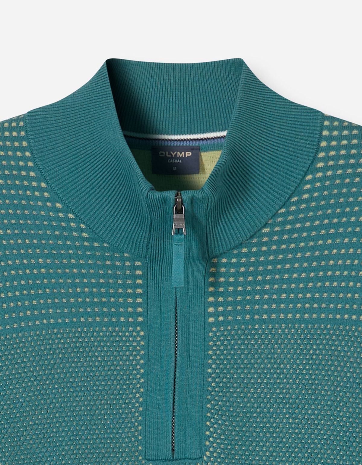 Свитер зелёный хлопковый с воротником на молнии Olymp | купить в интернет-магазине Olymp-Men