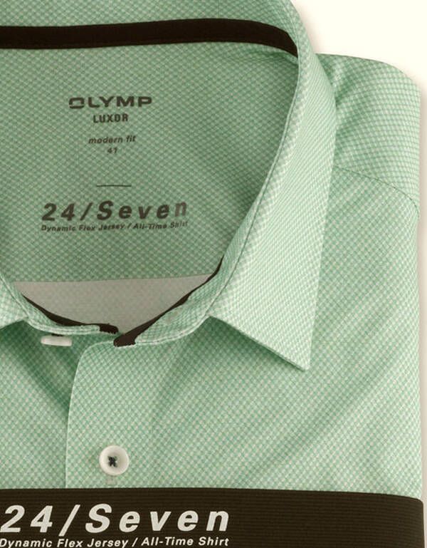 Трикотажная зелёная рубашка OLYMP 24/7, modern fit | купить в интернет-магазине Olymp-Men