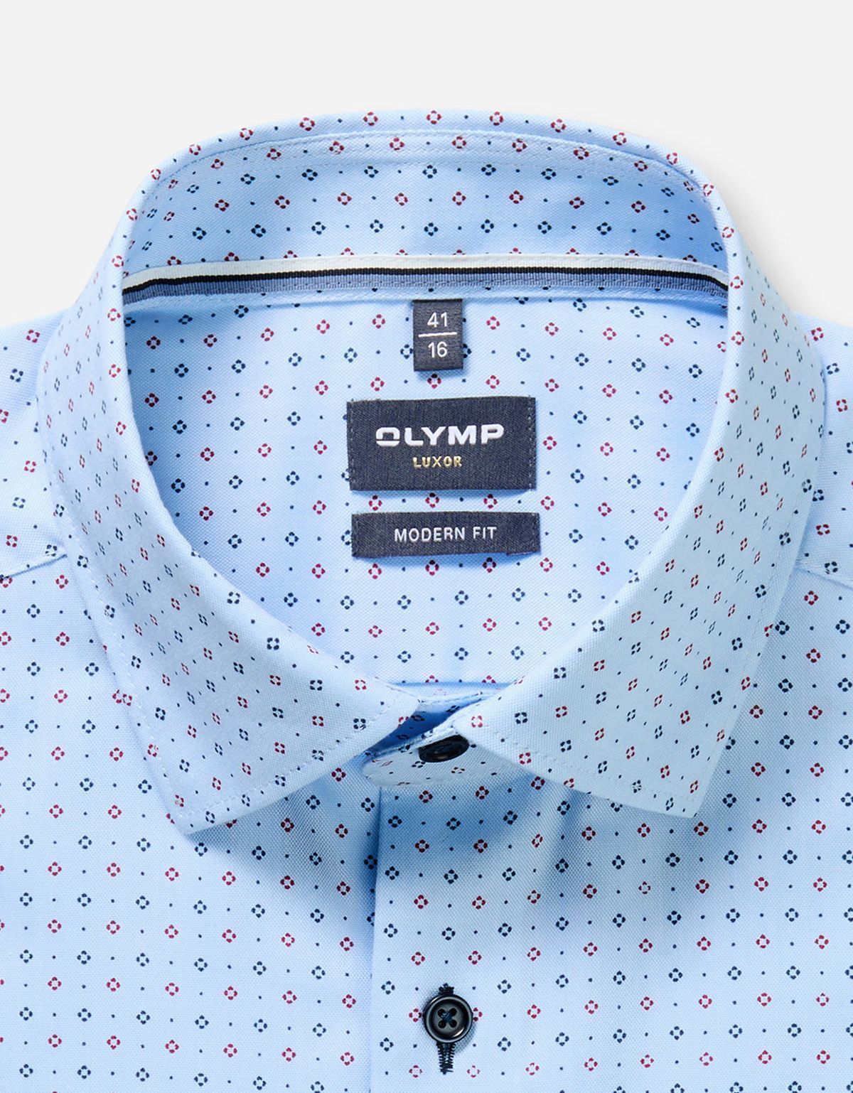 Рубашка голубая с принтом OLYMP Luxor полуприлегающая | купить в интернет-магазине Olymp-Men