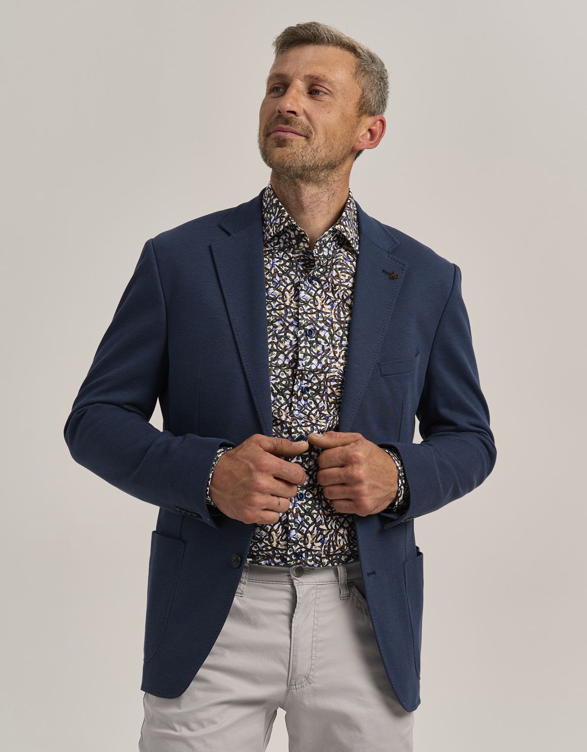 Пиджак синий мужской ROY ROBSON из хлопка с накладными карманами | купить в интернет-магазине Olymp-Men