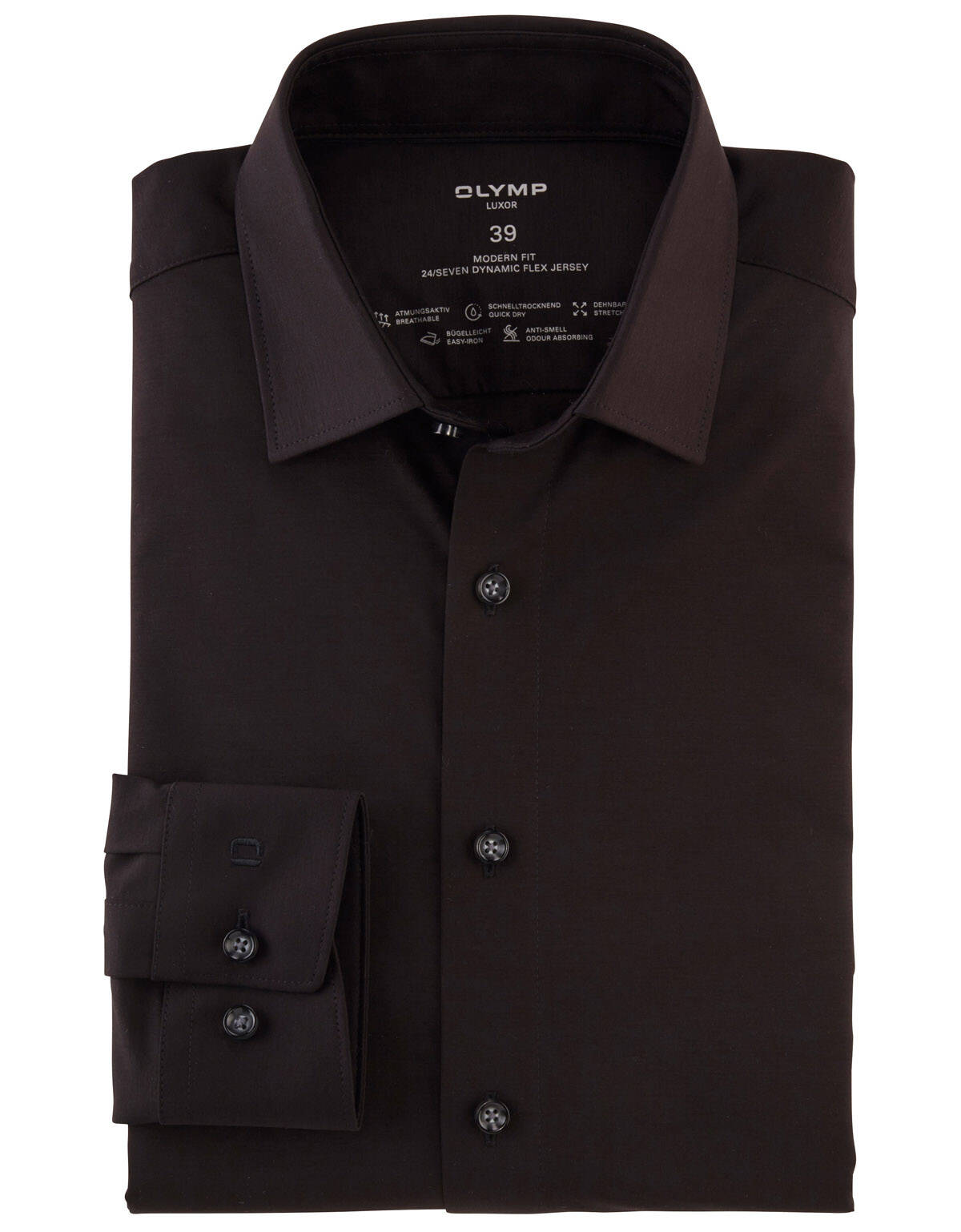 Рубашка трикотажная Olymp, modern fit, рост до 176[Черный]