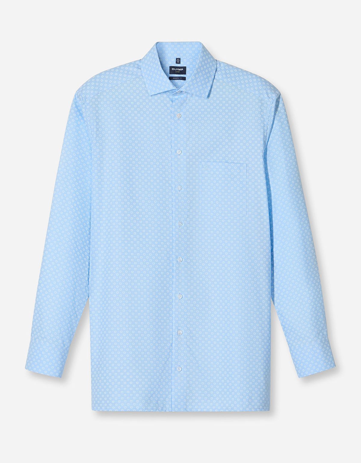 Рубашка голубая с принтом Olymp, modern fit | купить в интернет-магазине Olymp-Men