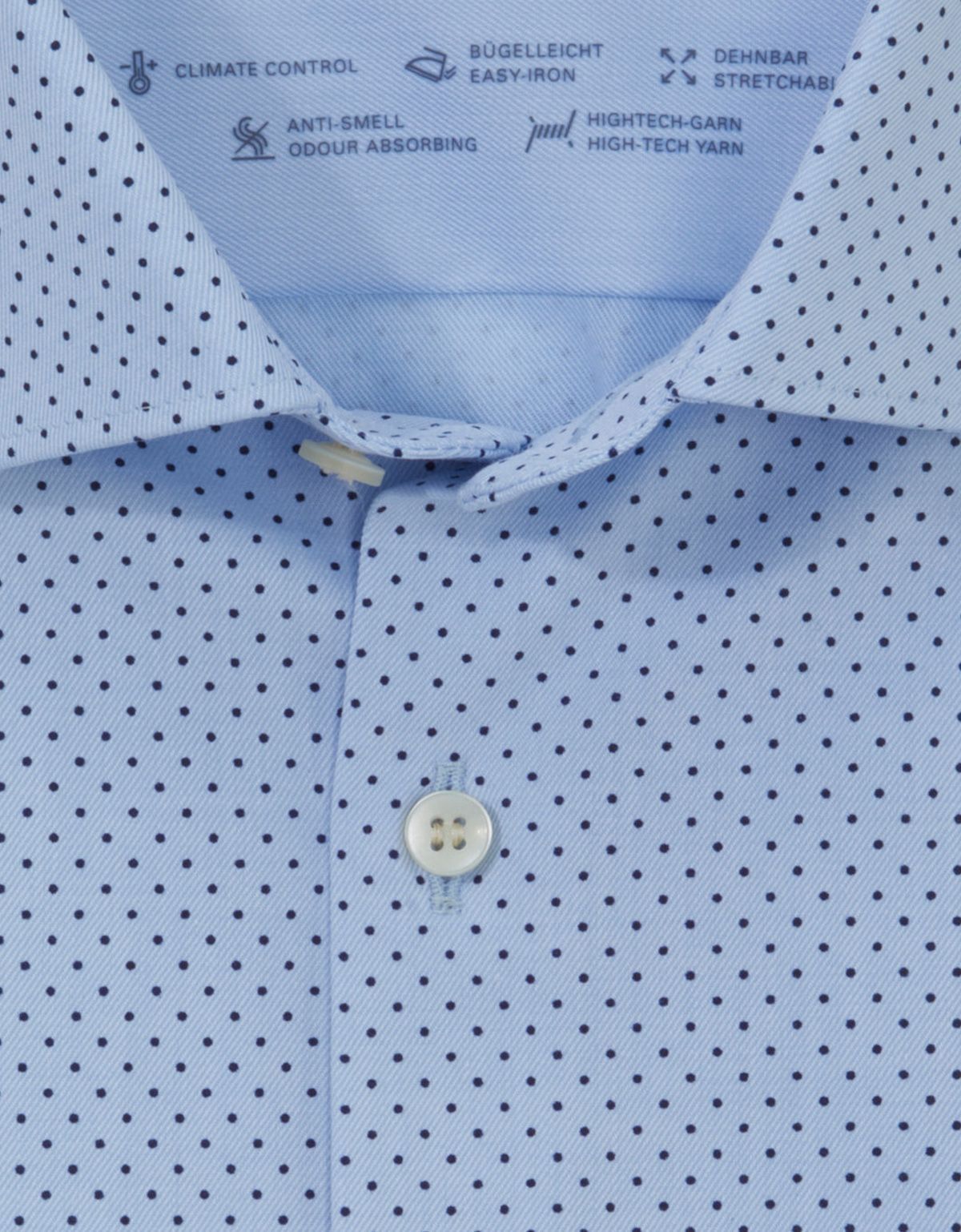 Рубашка мужская голубая в горох OLYMP, body fit, климат-контроль | купить в интернет-магазине Olymp-Men