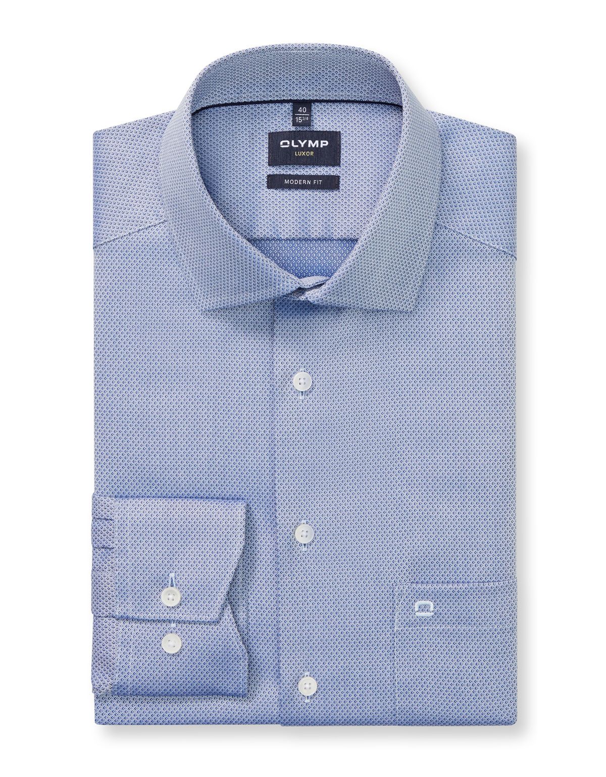 Сорочка мужская синяя OLYMP Luxor, modern fit, фактурная ткань[СИНИЙ]