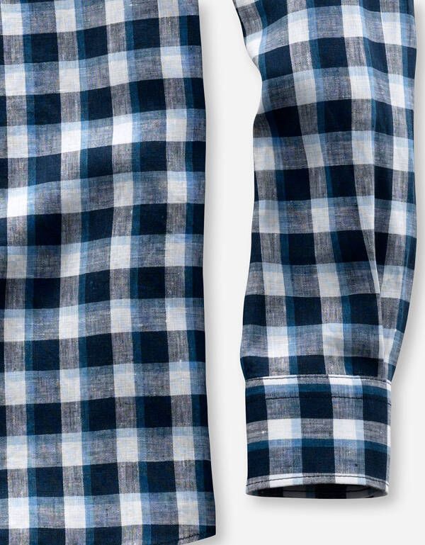 Льняная рубашка мужская в клетку OLYMP Casual | купить в интернет-магазине Olymp-Men