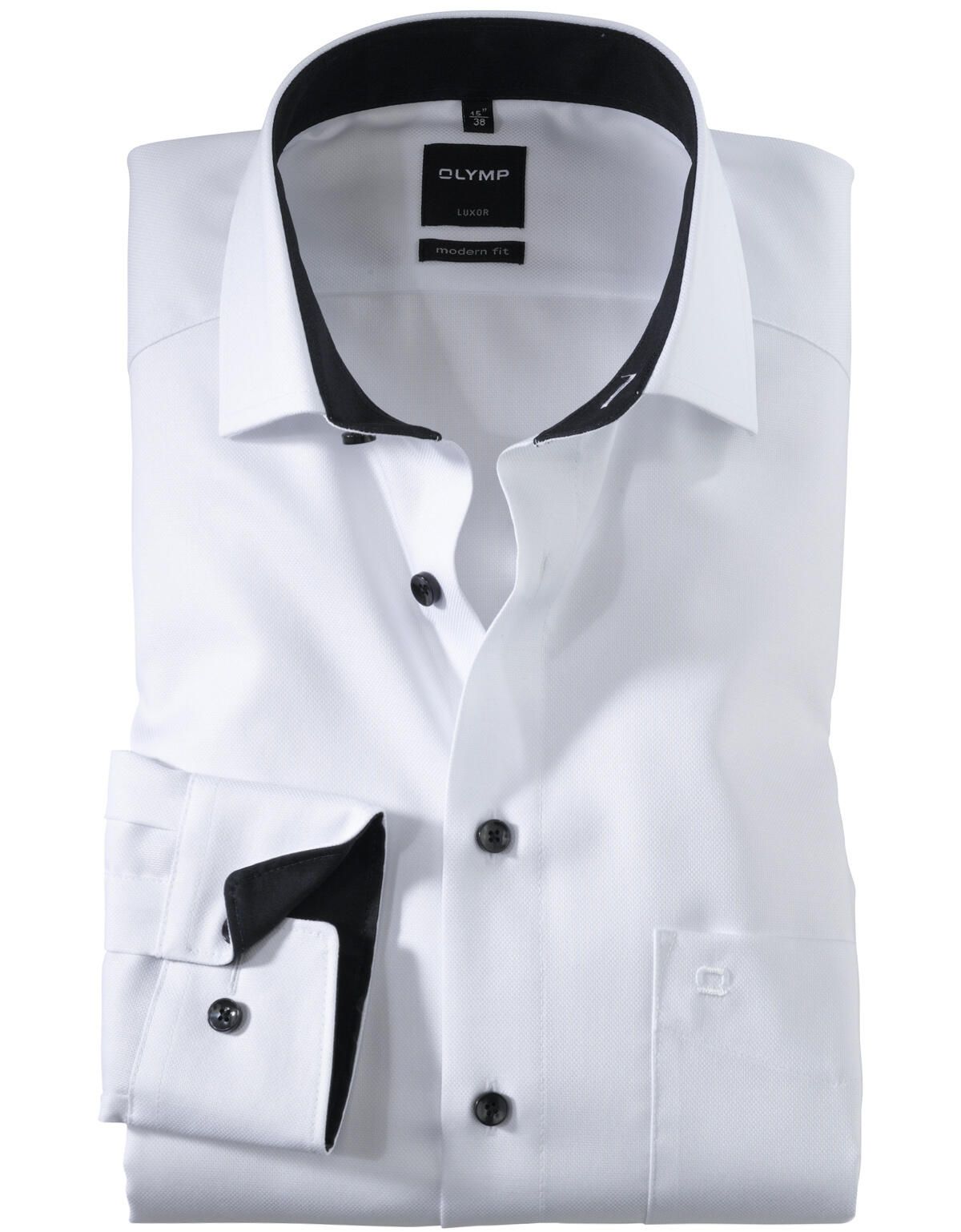 Деловая рубашка OLYMP Modern fit, фактурная ткань[БЕЛЫЙ]