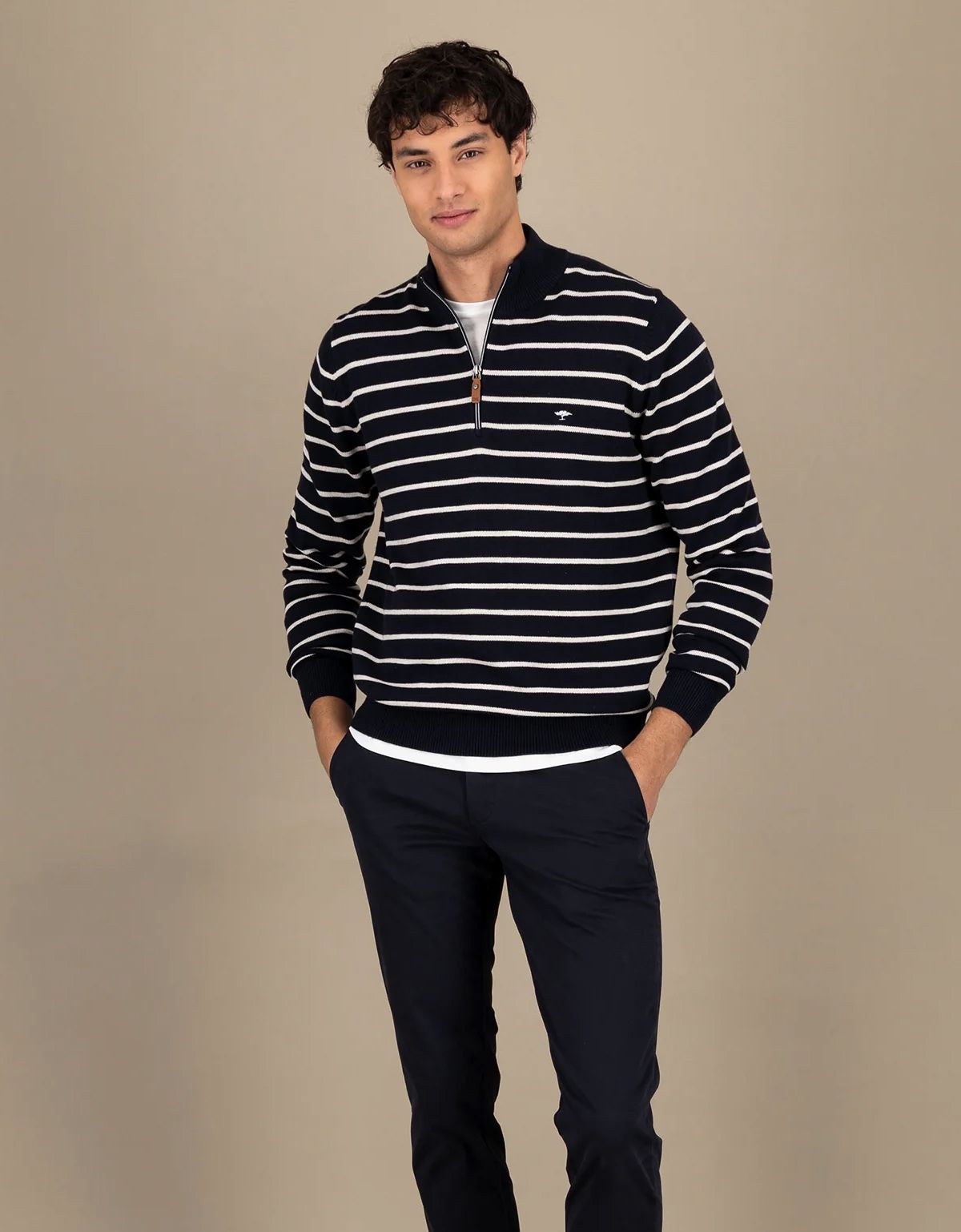 Свитер мужской в полоску на молнии Fynch-Hatton | купить в интернет-магазине Olymp-Men