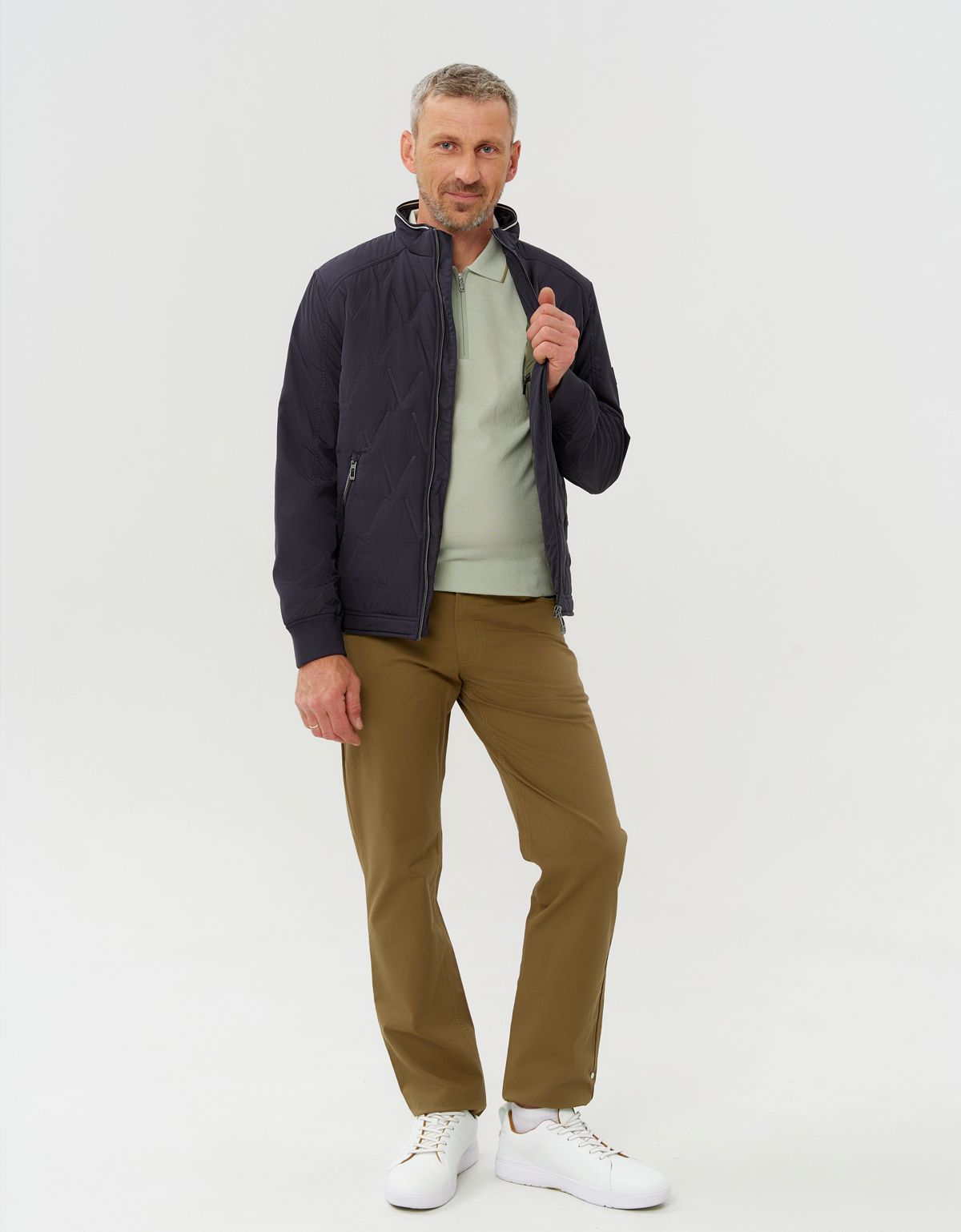 Поло зелёное мужское с полосой на воротнике Gratude | купить в интернет-магазине Olymp-Men