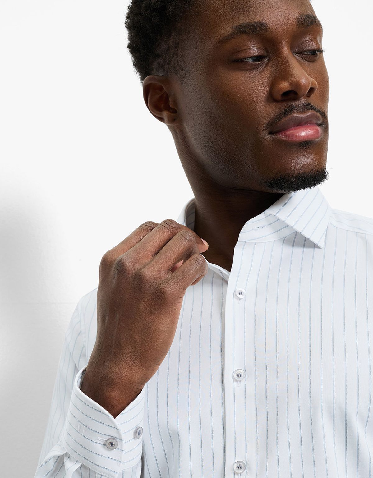 Рубашка белая в синюю полоску OLYMP, боди фит | купить в интернет-магазине Olymp-Men