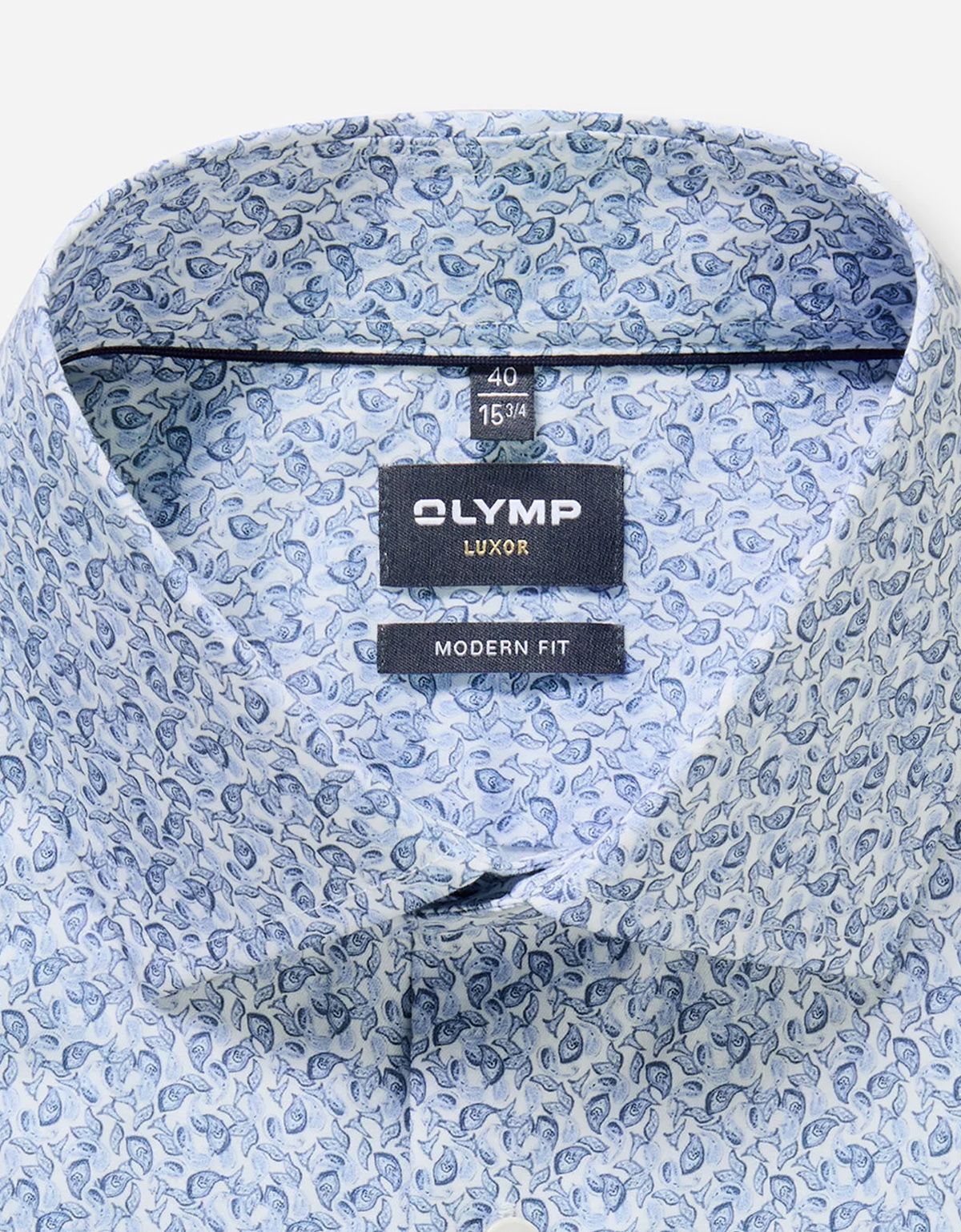Рубашка с голубым принтом OLYMP Luxor, модерн фит | купить в интернет-магазине Olymp-Men
