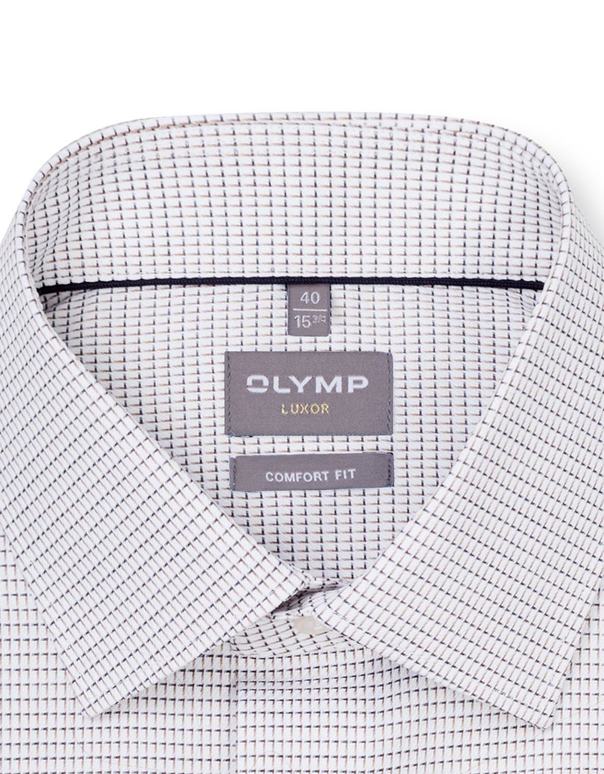 Рубашка классическая с бежевым принтом Olymp, прямой крой