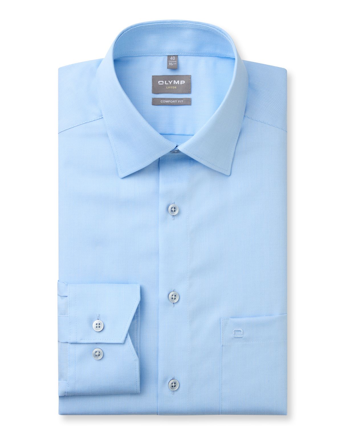Рубашка голубая мужская OLYMP Luxor, comfort fit, фактурная[ГОЛУБОЙ]