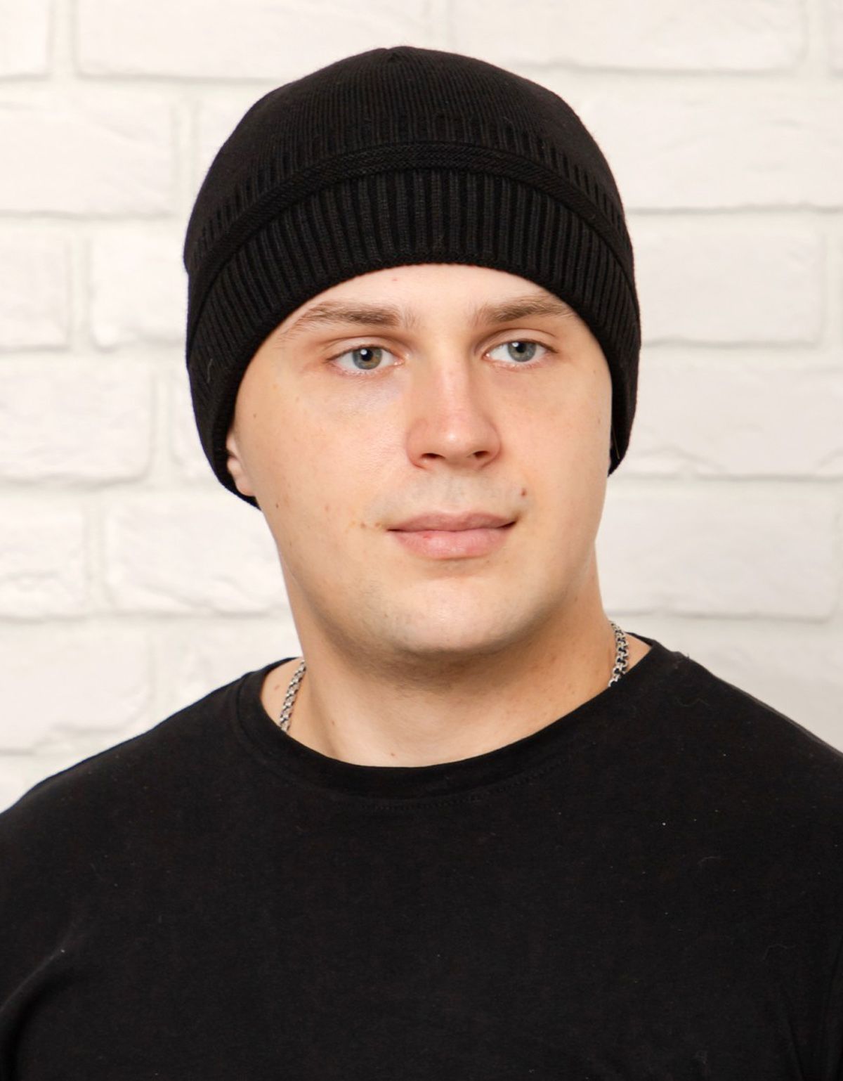 Шапка вязаная чёрная мужская Русский трикотаж | купить в интернет-магазине Olymp-Men