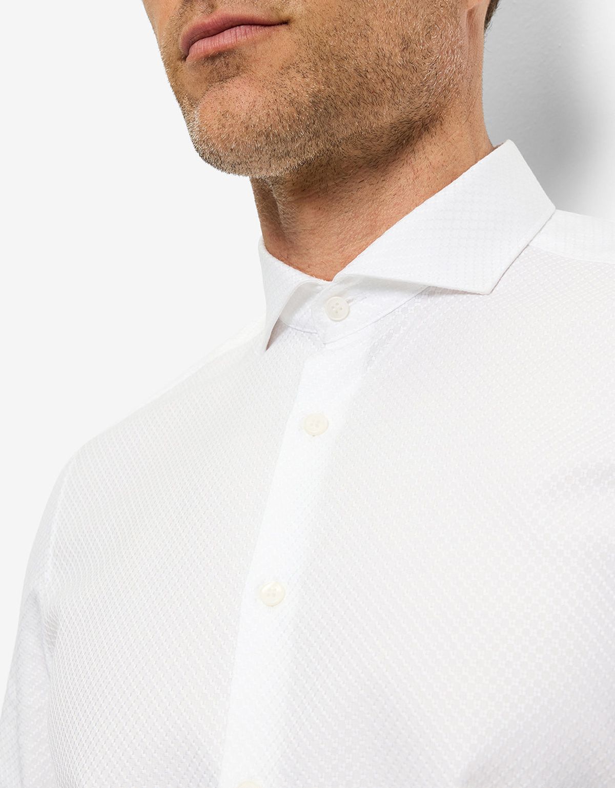 Рубашка мужская белая из фактурной ткани OLYMP, body fit | купить в интернет-магазине Olymp-Men