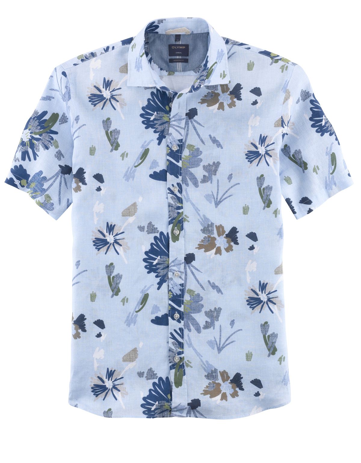Льняная мужская рубашка с цветочным рисунком OLYMP Casual, modern fit