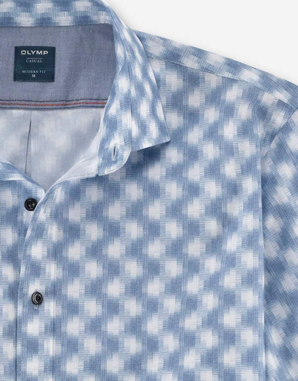 Рубашка мужская летняя с голубым рисунком OLYMP