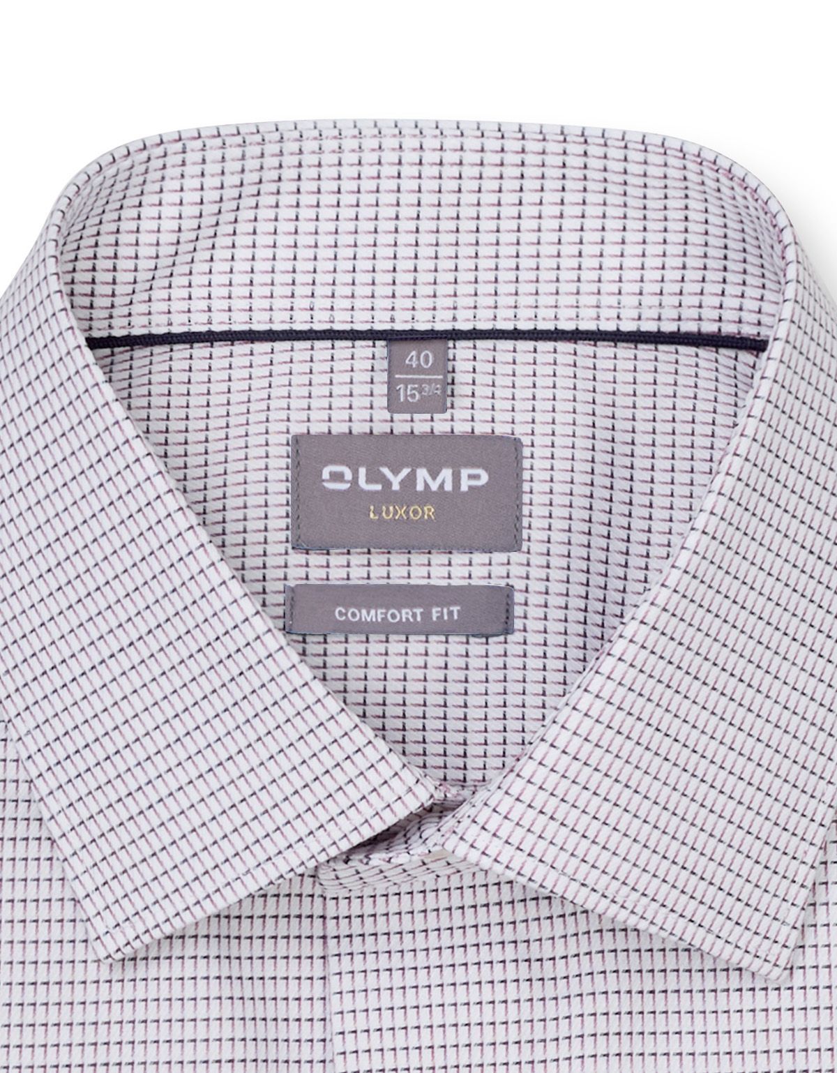 Рубашка классическая с бордовым принтом принтом Olymp, прямой крой